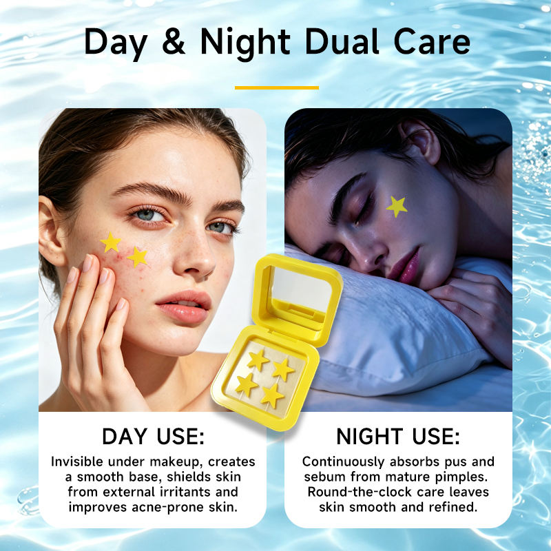 Dual Care Acne Patch Day Use Invisible Night Use Absorbs Pus & Sebum Mirror Case OEM ODM Supplier