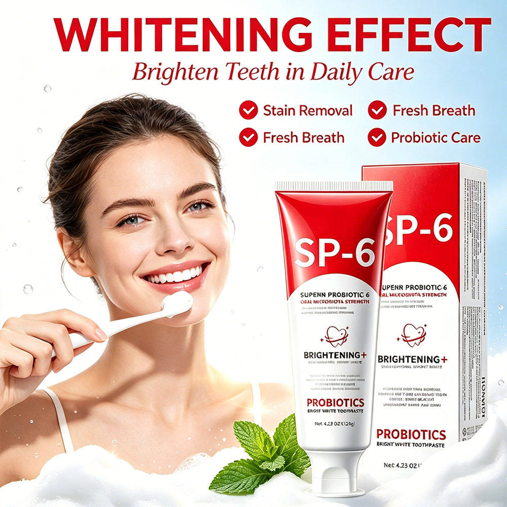 OEM Bulk SP-6 Probiotic Whitening Toothpaste Nano-Hydroxyapatite Baking Soda Smoke Tea Stain Removal Low MOQ