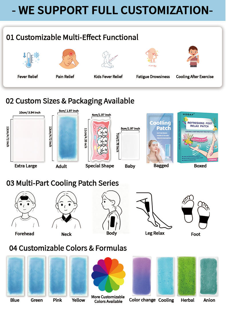 2026 New Design OEM ODM Factory Direct Cute Irregular Hydrogel Custom Pattern Cooling Patch Ice Patch for Kids Summer Daily Care