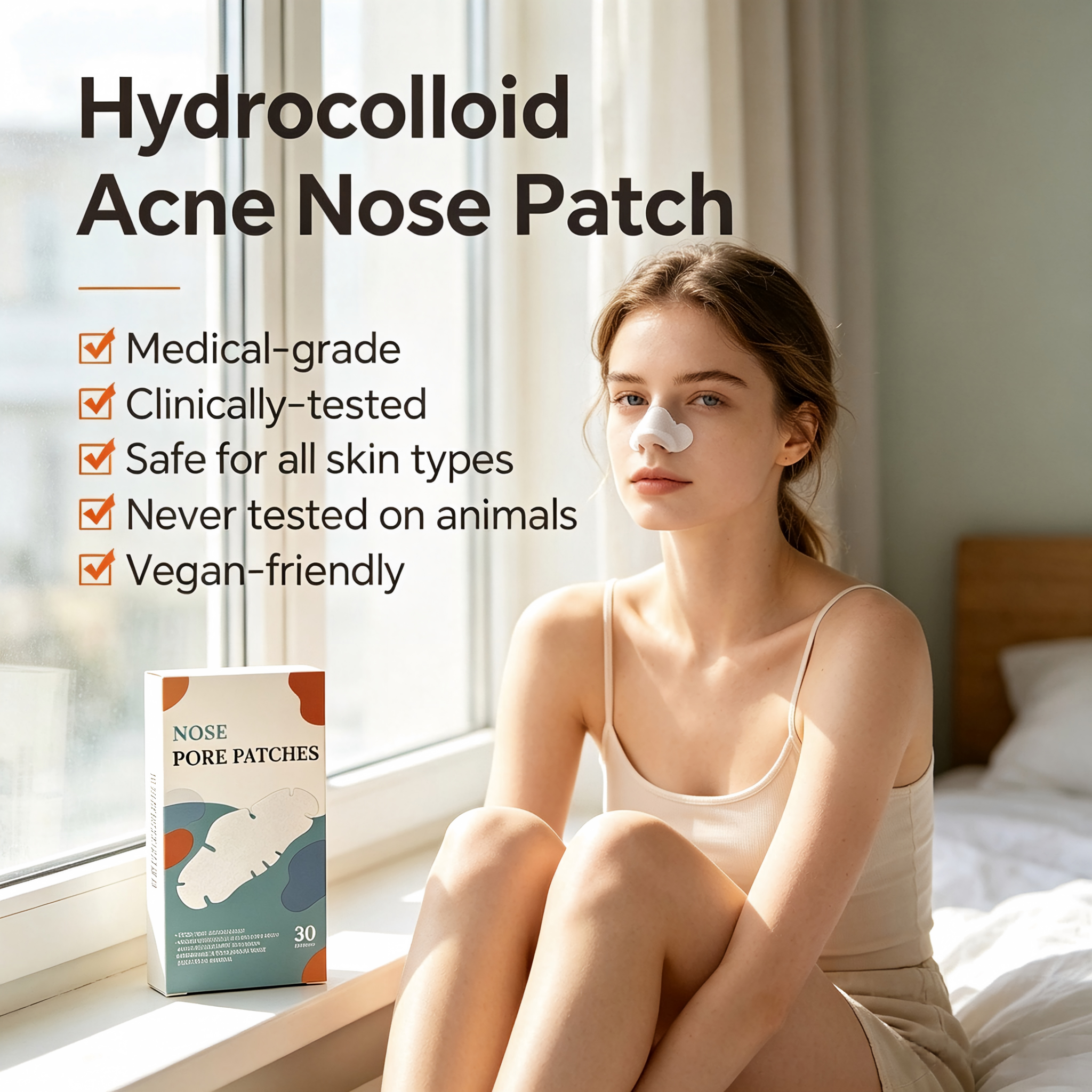Hydrocolloid Nose Acne Pimple Patch Deep Cleansing Nose Pore Strips Vegan Friendly Overnight Use