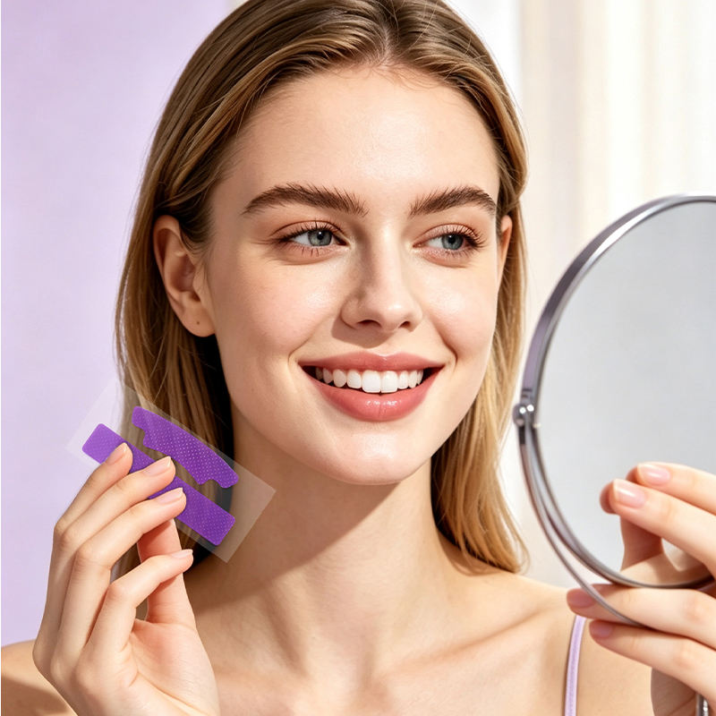  Non-Peroxide V34 Teeth Whitening Strips Purple Color Correcting Whitening Sticker 7Pcs for Daily Oral Care